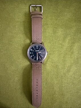 Chaps Brown Leather Strap Watch with Black Dial